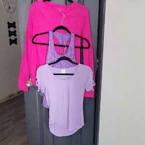 Pink and Purple Long Sleeve and Tank Top Set